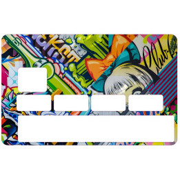 Autocollant Graffiti3 numéro 68 carte bleue carte bancaire CB adhésif sticker logo 68