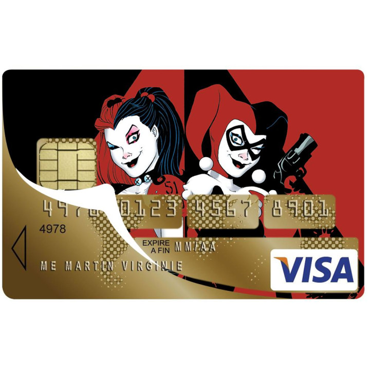 Autocollant Harley quinn3 numéro 76 carte bleue carte bancaire CB adhésif sticker logo 76