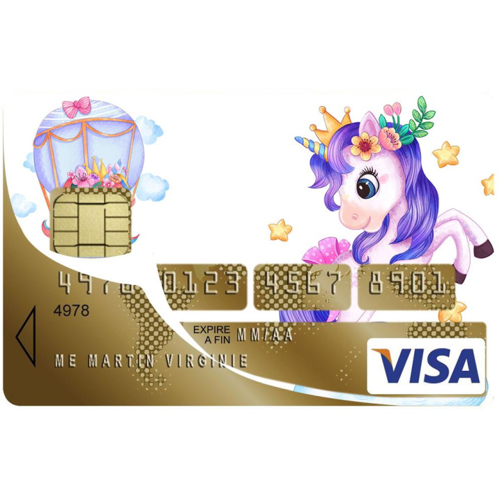 Autocollant Licorne numéro 99 carte bleue carte bancaire CB adhésif sticker logo 99