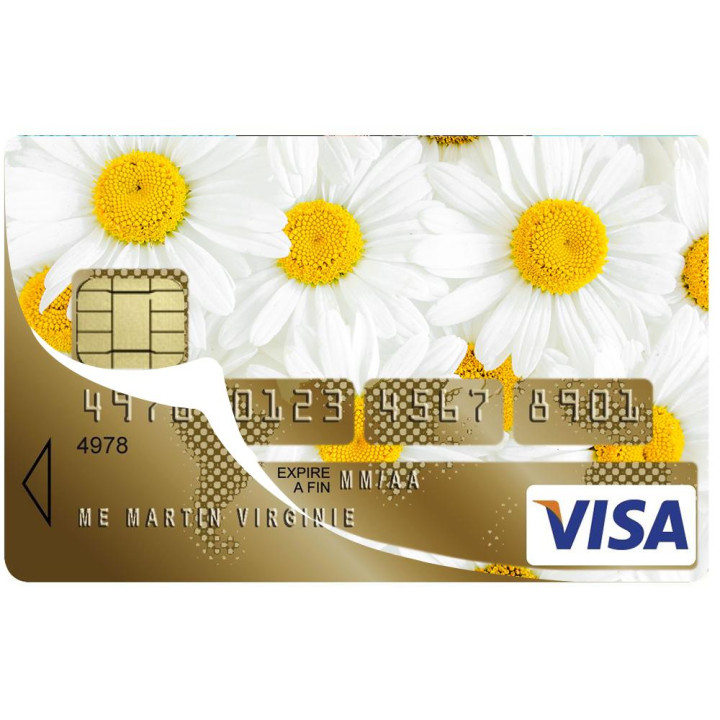 Autocollant Marguerite numéro 105 carte bleue carte bancaire CB adhésif sticker logo 105