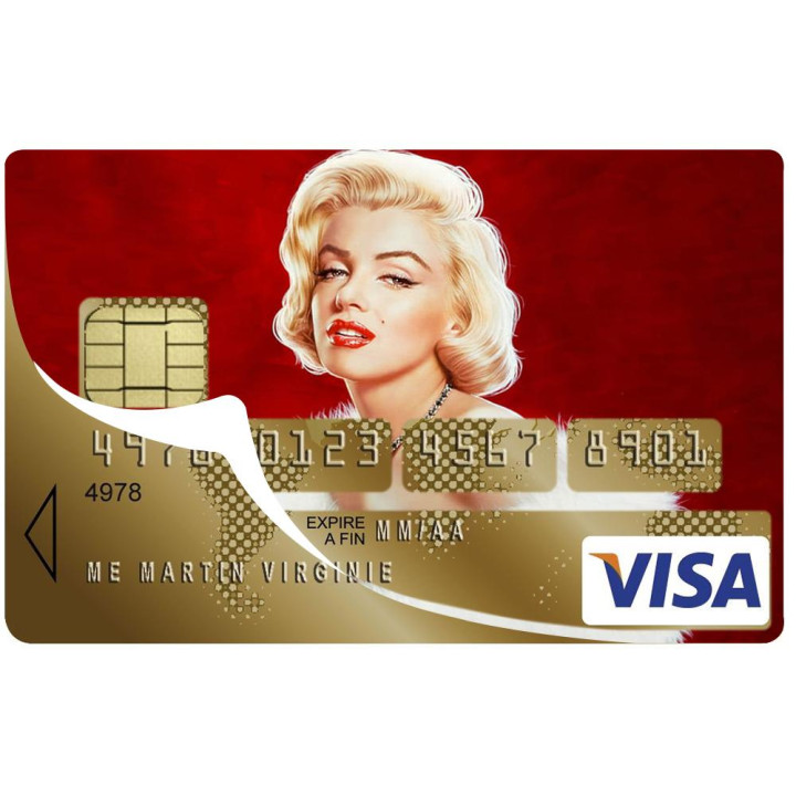 Autocollant Marilyn Monroe numéro 106 carte bleue carte bancaire CB adhésif sticker logo 106