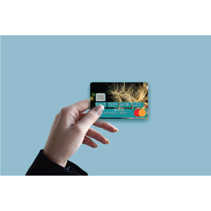 Autocollant Pissenlit numéro 128 carte bleue carte bancaire CB adhésif sticker logo 128