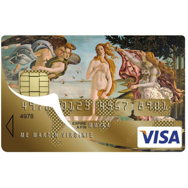 Autocollant the birth of venus numéro 157 carte bleue carte bancaire CB adhésif sticker logo 157