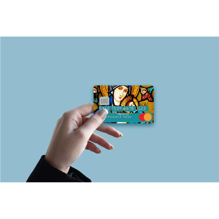 Autocollant Vitrail numéro 163 carte bleue carte bancaire CB adhésif sticker logo 163
