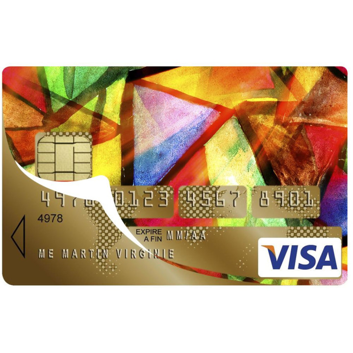 Autocollant Vitrail3 numéro 165 carte bleue carte bancaire CB adhésif sticker logo 165