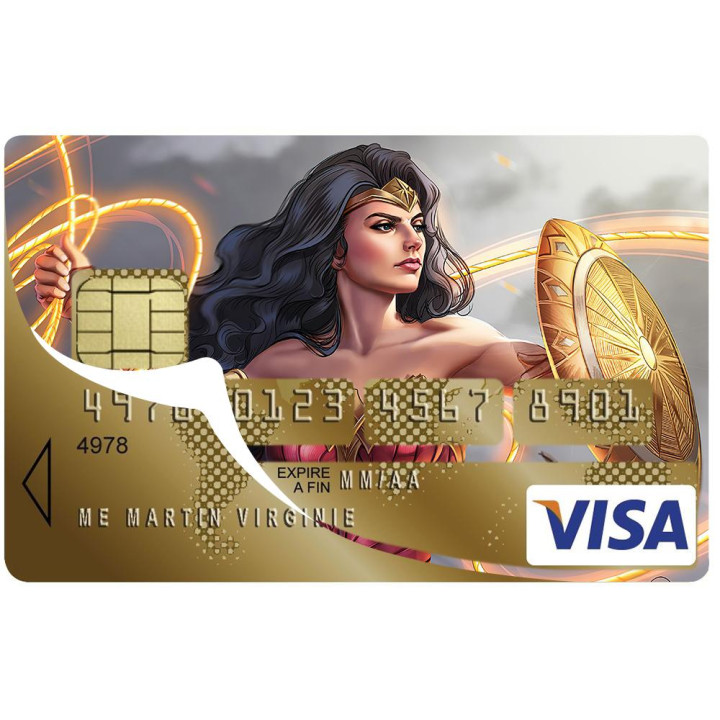 Autocollant Wonder Women2 numéro 168 carte bleue carte bancaire CB adhésif sticker logo 168