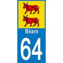 64 Bearn autocollant plaque