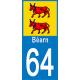 64 Bearn autocollant plaque