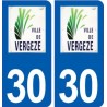 30 Vergèze logo ville autocollant plaque stickers