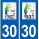 30 Vergèze logo ville autocollant plaque stickers