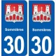 30 Sommières blason ville autocollant plaque stickers