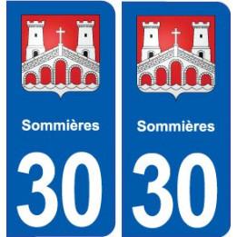 30 Sommières blason ville autocollant plaque stickers