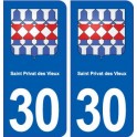 30 Saint-Privat-des-Vieux blason ville autocollant plaque stickers