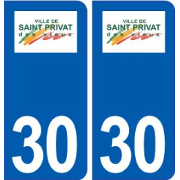 30 Saint-Privat-des-Vieux logo ville autocollant plaque stickers