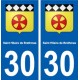 30 de Saint-Hilaire-de-Brethmas escudo de armas de la ciudad de etiqueta, placa de la etiqueta engomada