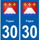 30 Pujaut blason ville autocollant plaque stickers