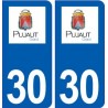 30 Pujaut logo ville autocollant plaque stickers