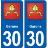 30 Garons blason ville autocollant plaque stickers