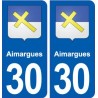 30 Aimargues blason ville autocollant plaque stickers