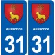 31 Aussonne blason ville autocollant plaque stickers
