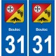 31 Bouloc blason ville autocollant plaque stickers