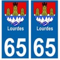 65 Ville Lourdes autocollant plaque
