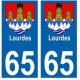 65 Ville Lourdes autocollant plaque
