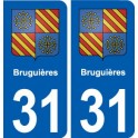 31 Bruguières blason ville autocollant plaque stickers