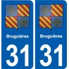 31 Bruguières blason ville autocollant plaque stickers