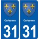 31 Carbonne blason ville autocollant plaque stickers