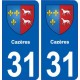 31 Cazères blason ville autocollant plaque stickers