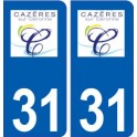 31 Cazères logo ville autocollant plaque stickers
