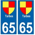 65 Tarbes ville autocollant plaque