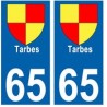 65 Tarbes ville autocollant plaque
