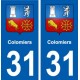 31 Colomiers blason ville autocollant plaque stickers