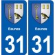 31 Eaunes blason ville autocollant plaque stickers