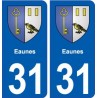 31 Eaunes blason ville autocollant plaque stickers