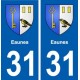 31 Eaunes blason ville autocollant plaque stickers