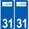 31 Eaunes logo ville autocollant plaque stickers
