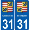 31 Escalquens blason ville autocollant plaque stickers