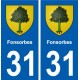 31 Fonsorbes blason ville autocollant plaque stickers