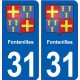 31 Fontenilles blason ville autocollant plaque stickers