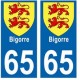 65 Bigorre blason autocollant plaque