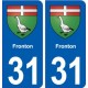 31 Fronton blason ville autocollant plaque stickers