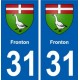 31 Fronton blason ville autocollant plaque stickers