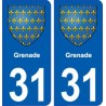 31 Grenade blason ville autocollant plaque stickers
