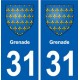 31 Grenade blason ville autocollant plaque stickers