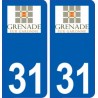 31 Grenade logo ville autocollant plaque stickers