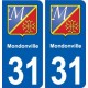 31 Mondonville blason ville autocollant plaque stickers