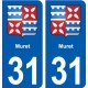 31 Muret blason ville autocollant plaque stickers